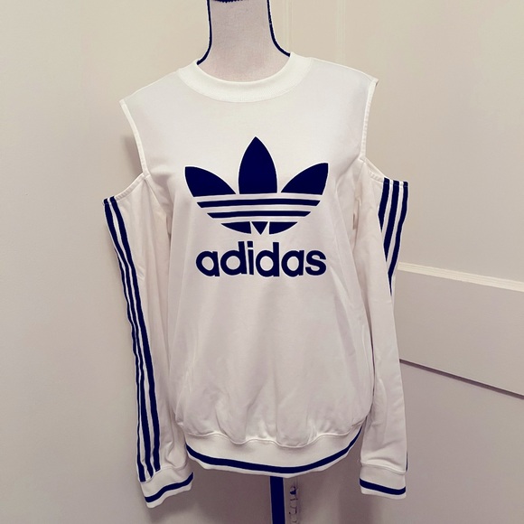 adidas Tops - Adidas Navy on White Open Shoulder Size Small